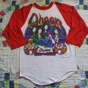 Vintage Queen Band The Game 1980 Tour 3/4 Sleeve Made In The USA Medium T-shirt